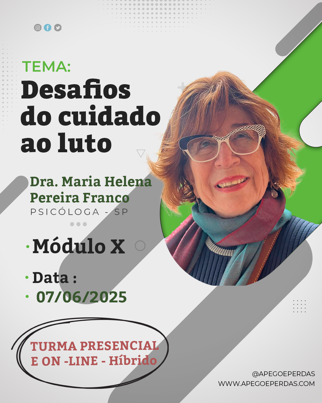 X Módulo – 07 de Junho de 2025 - O Luto e as possibilidades de cuidado. | Desafios do cuidado ao Luto